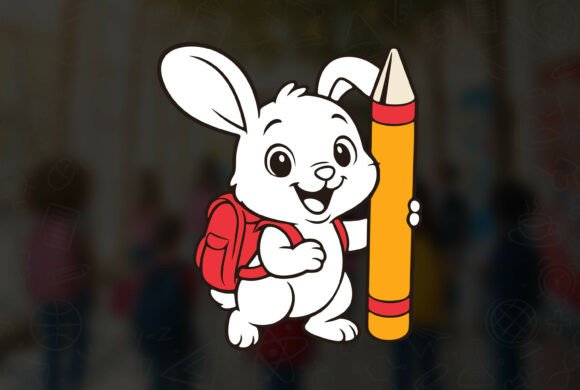 06 Bunny Back to School Vector Design: Graphics & Print Templates