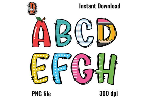Back to School Alphabet Letters: Graphics for Crafts & Small Business