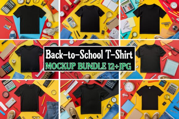 Back-to-School T-Shirt Mockup Bundle 04: Graphics & Product Mockups