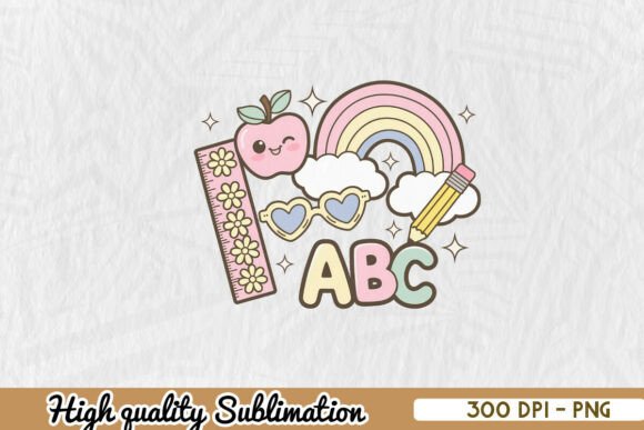 Retro Back to School Rainbow PNG Graphics