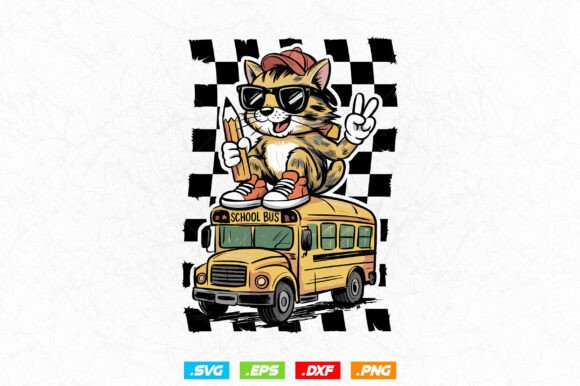 Retro Cool Cat Back to School Svg