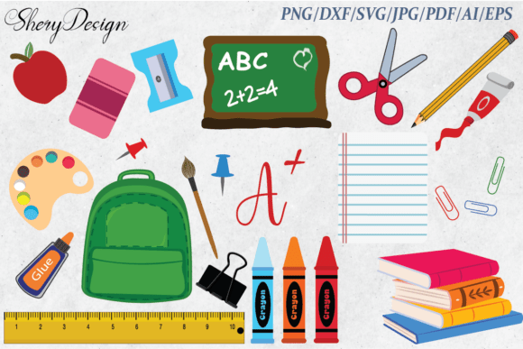 School Supplies, Back to School Graphics
